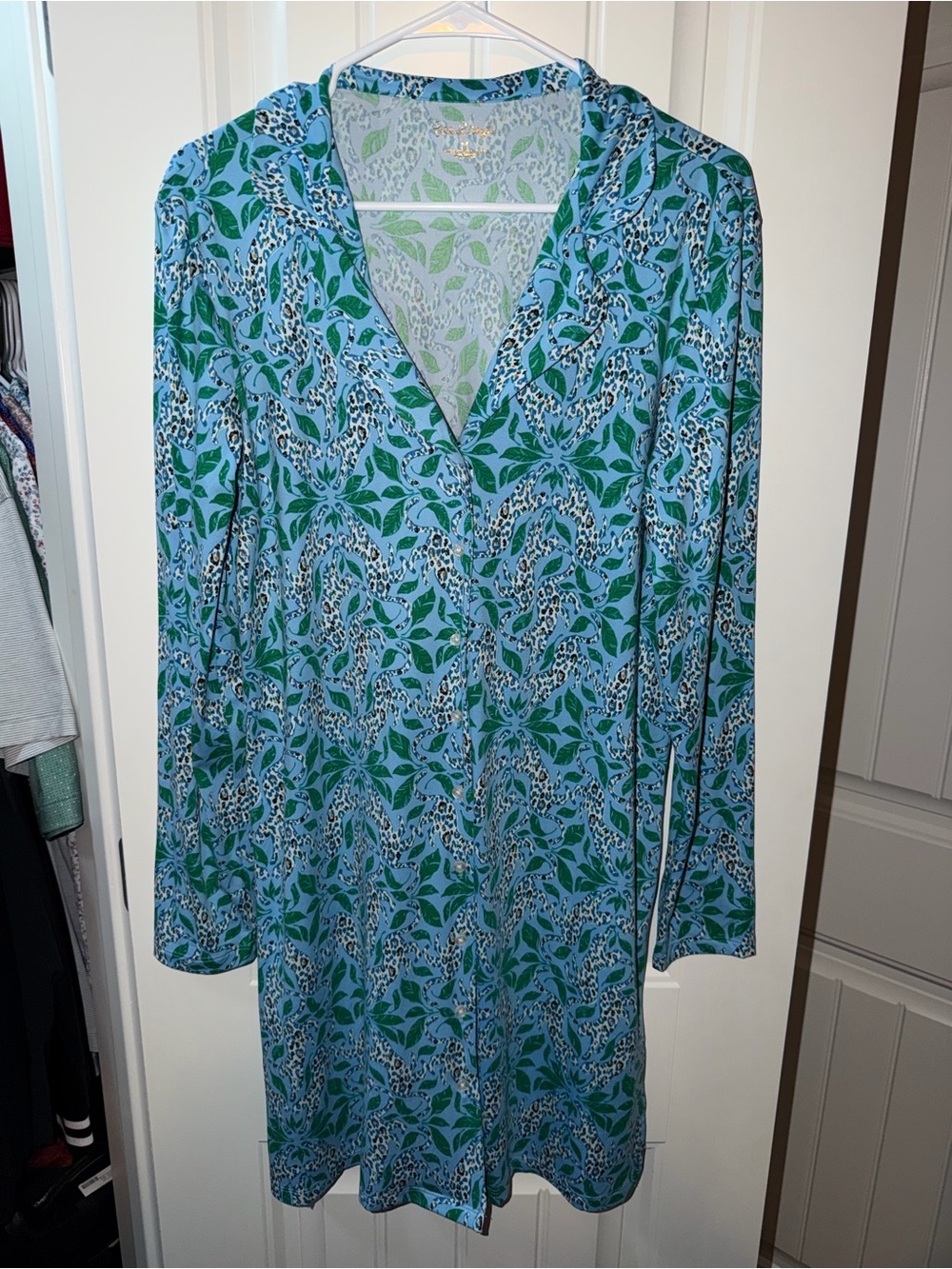 Lilly Pulitzer Chilton Pajama Nightshirt in Bon Bon Blue Leapin Leopards